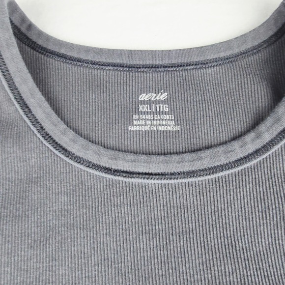 Aerie Ribbed Tank Dress High Neck Sleeveless Midi Side Slit Gray Womens‎ XXL - Picture 4 of 9